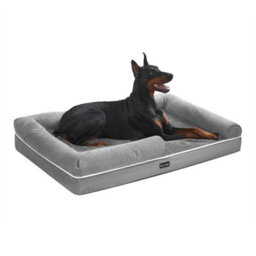 LEDREM Orthopedic Dog Bed, Dog Sofa With Sides, Removable Washable Cover, 120 X 85 X 20 Cm, Non-Slip Bottom, Light Grey - thumbnail 2