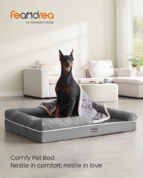 Feandrea Orthopedic Dog Bed, Dog Sofa With Sides, Removable Washable Cover, 120 X 85 X 20 Cm, Non-Slip Bottom