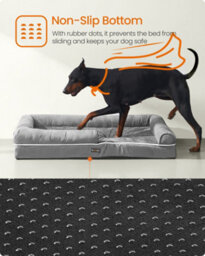 LEDREM Orthopedic Dog Bed, Dog Sofa With Sides, Removable Washable Cover, 120 X 85 X 20 Cm, Non-Slip Bottom, Light Grey - thumbnail 8