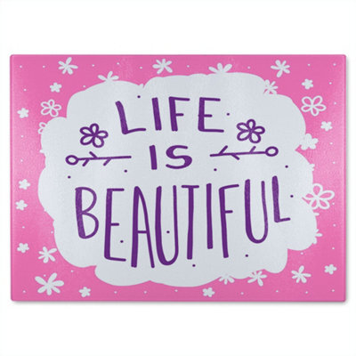 Benjamin Tate Design Life Is Beautiful Glass Chopping Boarddesigner Style - image 1