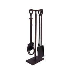 Charles Bentley Maple Fireside Companion Set Iron Black Traditional Black Tool Stand Tongs Poker - thumbnail 3