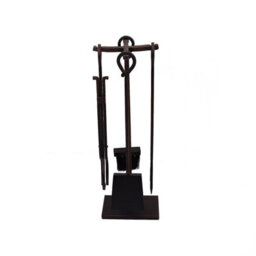 Charles Bentley Maple Fireside Companion Set Iron Black Traditional Black Tool Stand Tongs Poker - thumbnail 4