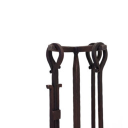 Charles Bentley Maple Fireside Companion Set Iron Black Traditional Black Tool Stand Tongs Poker - thumbnail 5