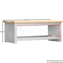 Coffee Table 1 Shelf Storage Mdf Living Room Modern Furniture White - thumbnail 2