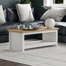 Coffee Table 1 Shelf Storage Mdf Living Room Modern Furniture White - thumbnail 1