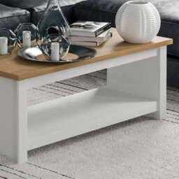 Coffee Table 1 Shelf Storage Mdf Living Room Modern Furniture White - thumbnail 5