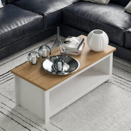Coffee Table 1 Shelf Storage Mdf Living Room Modern Furniture White - thumbnail 4