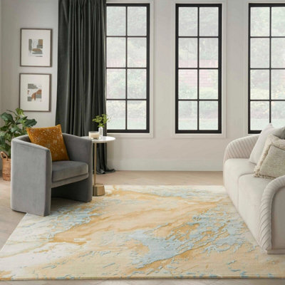 Prismatic Prs36 Sand Blue Wool Rug By Nourison-236Cm X 297Cm - image 1
