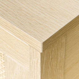 Oak Style Rattan Bedside Nightstand Drawer Storage Shelf Bedroom - thumbnail 3