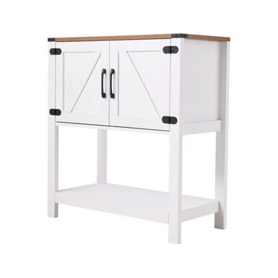 White 2 Door Sideboard Buffet Cabinet 80Cm Wide Freestanding Hallway Storage Cupboard - image 1
