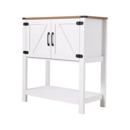 White 2 Door Sideboard Buffet Cabinet 80Cm Wide Freestanding Hallway Storage Cupboard - thumbnail 1