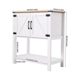 White 2 Door Sideboard Buffet Cabinet 80Cm Wide Freestanding Hallway Storage Cupboard - thumbnail 2