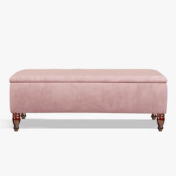 Lisbon Plain 150Cm Ottoman Storage Bench - Plush Velvet Shoe Bench - Pink Upholstery Footstool With Storage - thumbnail 1