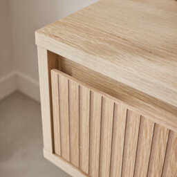 Sweeek - Wood Decor 1 Drawer Bedside Table (Set Of 2) Linear Natural 39X39X55.4 Cm - thumbnail 5