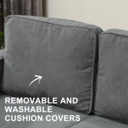Wyld Haus Sono Vare Compact 2-Seater Corduroy Sofa Grey With Natural Wooden Legs L117 X D63 X H79 Cm - thumbnail 6