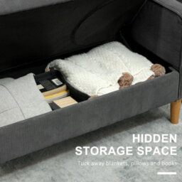 Wyld Haus Sono Vare Compact 2-Seater Corduroy Sofa Grey With Natural Wooden Legs L117 X D63 X H79 Cm - thumbnail 4