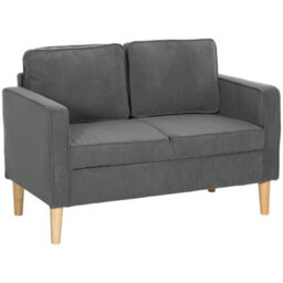 Wyld Haus Sono Vare Compact 2-Seater Corduroy Sofa Grey With Natural Wooden Legs L117 X D63 X H79 Cm - thumbnail 2