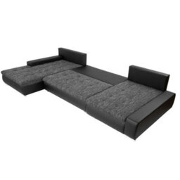 Caro Corner Sofa Bed Has Storage Living Room Polyurethane Foam Wave Springs Wooden Frame 394X213X80Cm Black - thumbnail 2