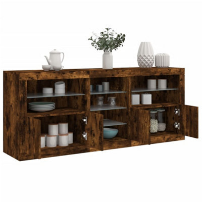 Berkfield Sideboard With Led Lights Smoked Oak 181.5X37X67 Cm - image 1