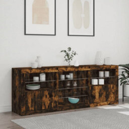 Berkfield Sideboard With Led Lights Smoked Oak 181.5X37X67 Cm - thumbnail 4