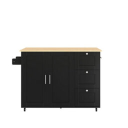 Abrihome Multifunctional Rolling Kitchen Island Cart With Foldable Tabletop 3 Drawers & 2 Door Space Saving Storage Trolley For Kitchen - thumbnail 8