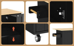 Abrihome Multifunctional Rolling Kitchen Island Cart With Foldable Tabletop 3 Drawers & 2 Door Space Saving Storage Trolley For Kitchen - thumbnail 9