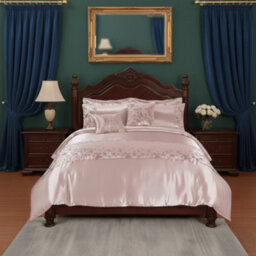 Duvet Cover Embroidery Set Luxury Bedding With Matching Pillowcases Pink - thumbnail 1