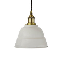 Pale Grey Lincoln Painted Dome Pendant Light With Matt Antique Brass Lamp Holder And Black Twisted Cable - Se Home - thumbnail 1