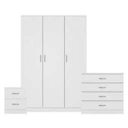 Lassic Vida Designs Riano 3 Piece Bedroom Set (2 Drawer Bedside Chest, 4 Drawer Chest, 3 Door Wardrobe), White - thumbnail 8