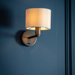 Anson Lighting Donovan Antique Bronze And Marble Faux Silk Shade 1 Light Wall Light - thumbnail 3