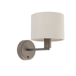 Anson Lighting Donovan Antique Bronze And Marble Faux Silk Shade 1 Light Wall Light - thumbnail 2