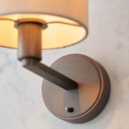 Anson Lighting Donovan Antique Bronze And Marble Faux Silk Shade 1 Light Wall Light - thumbnail 5
