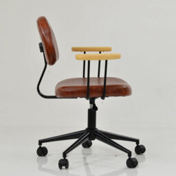 Lakeland Furniture Laxi Vintage Brown Faux Leather Black Swivel An Height Adjustable Base Office Chair - thumbnail 5