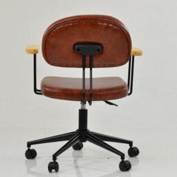 Lakeland Furniture Laxi Vintage Brown Faux Leather Black Swivel An Height Adjustable Base Office Chair - thumbnail 6