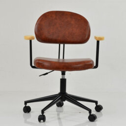 Lakeland Furniture Laxi Vintage Brown Faux Leather Black Swivel An Height Adjustable Base Office Chair - thumbnail 3