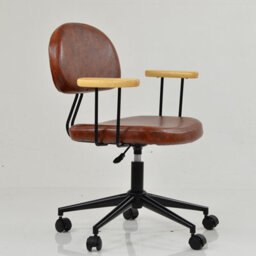Lakeland Furniture Laxi Vintage Brown Faux Leather Black Swivel An Height Adjustable Base Office Chair - thumbnail 4