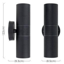 Valuelights Modern Ip44 Rated Black Stainless Steel Outdoor Up/down Wall Light - Complete Led Dusk To Dawn Sensor Bulbs 4000K - thumbnail 8