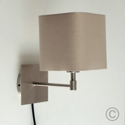 Valuelights Sheldon Beige Cotton Square Design Brushed Chrome Bedside Wall Light With Plug Cable And Switch - thumbnail 3
