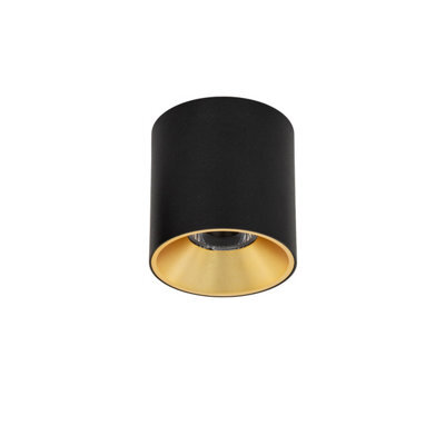 Luminosa Lighting Luminosa Altisma 9.5Cm Surface Mounted Downlight Matt Black, Gold Inside 3000K Warm White - image 1