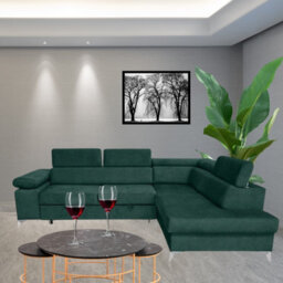 Madryt L-Shaped Corner Sofa Bed With Storage Pull Out Sleep Function Green Right Corner Side - thumbnail 2