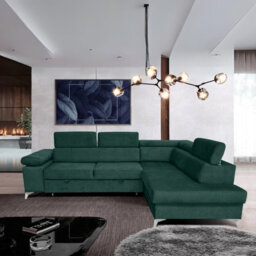 Madryt L-Shaped Corner Sofa Bed With Storage Pull Out Sleep Function Green Right Corner Side - thumbnail 1