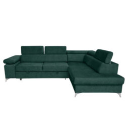 Madryt L-Shaped Corner Sofa Bed With Storage Pull Out Sleep Function Green Right Corner Side - thumbnail 3