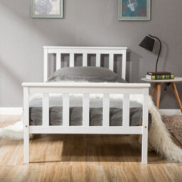 Matteo Sturdy Single Bed Frame, White Solid Pine Wood, 3Ft 190X90Cm - thumbnail 7