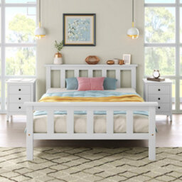 Matteo Sturdy Single Bed Frame, White Solid Pine Wood, 3Ft 190X90Cm - thumbnail 4