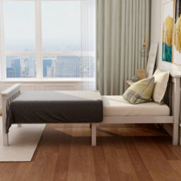 Matteo Sturdy Single Bed Frame, White Solid Pine Wood, 3Ft 190X90Cm - thumbnail 5