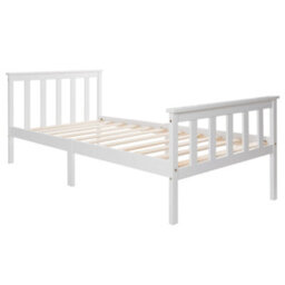 Matteo Sturdy Single Bed Frame, White Solid Pine Wood, 3Ft 190X90Cm - thumbnail 2