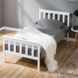 Matteo Sturdy Single Bed Frame, White Solid Pine Wood, 3Ft 190X90Cm - thumbnail 8