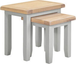 Seconique Windsor Nest Of 2 Tables Pebble Grey With Real Oak Tops Fully Assembled - thumbnail 2