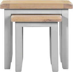Seconique Windsor Nest Of 2 Tables Pebble Grey With Real Oak Tops Fully Assembled - thumbnail 3