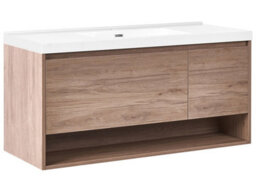 Wyld And Coco Novahome Wall-Mounted Vanity Unit With Inbuilt Basin, Light Brown, 120 X 50 Cm - thumbnail 3